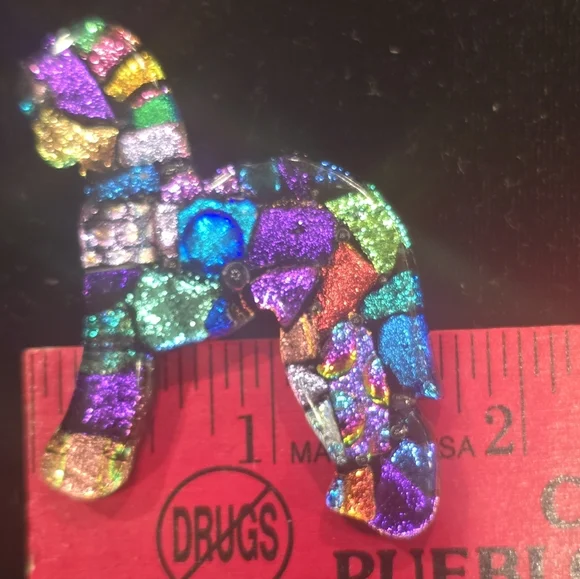 Dichroic Fused Glass Artisan Made  Horse Pony Animal Pin Brooch - Picture 6 of 7